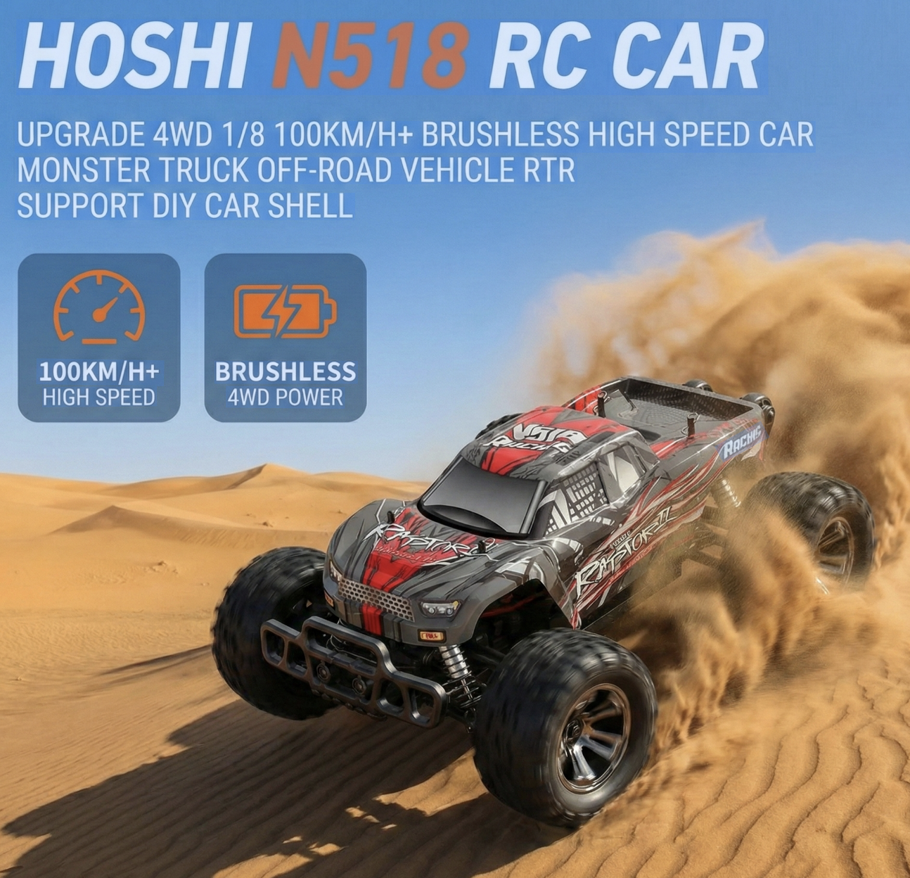 MSHOSHI N518 1/8 Brushless RC  - đánh giá và giá Rc Hobby Grade Monster Truck
